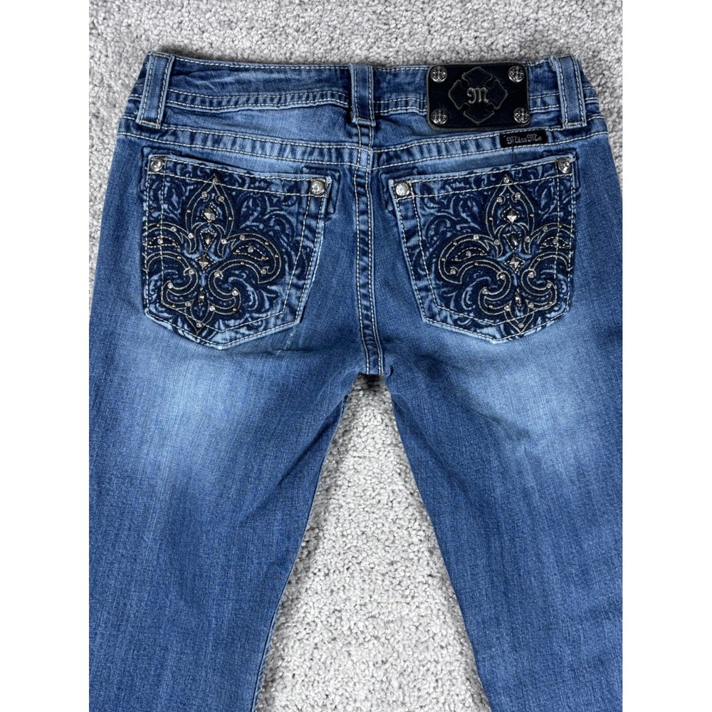 Miss Me Jeans Womens Size 28 Skinny‎ Embellished Pockets Dark Wash Denim
